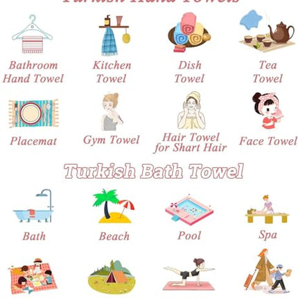 HAVLULAND Turkish Beach Towels Oversized -100% Turkish Cotton Super Soft Lightweight - Absorbent and Quick Drying Bath Towel - Sand Free Beach Towel - Turkish Towels for Adults (Red, 6 Pack)