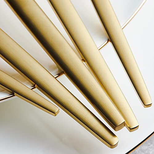 Karaca Orion Gold 30-Piece Cutlery Set, Knives, Forks, Spoons, Cake Forks, Stainless Steel, Cutlery, Table Cutlery Set, Healthy and Hygienic, Modern Design