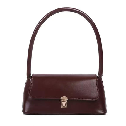 Base'ic Women's Vegan Leather Bag – Elegant Small Shoulder Purse with Lock Closure (Wine)