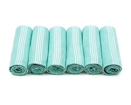 HAVLULAND Turkish Beach Towels Oversized -100% Turkish Cotton Super Soft Lightweight - Absorbent and Quick Drying Bath Towel - Sand Free Beach Towel - Turkish Towels for Adults (Aquamarine, 6 Pack)