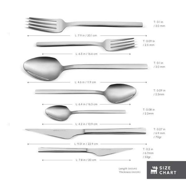 Karaca Boreas 84-Piece Kitchen Silverware Sets, Stainless Steel Cutlery Set for 12 People, Durable, Elegant, Dishwasher Safe, Includes Table &amp; Dessert Spoons, Forks &amp; Knives