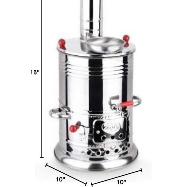 Samovar Tea Kettle, Turkish Semaver Charcoal and Wood Water Heater Boiler, for Camping, Picnic, Hunting, Hiking, Yachting