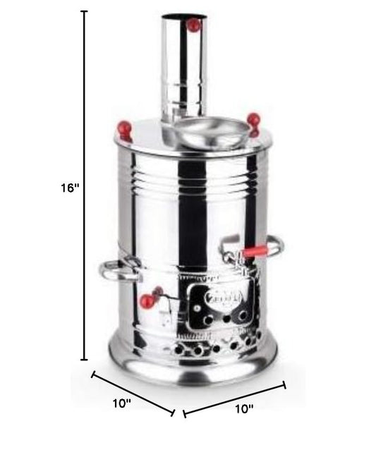 Samovar Tea Kettle, Turkish Semaver Charcoal and Wood Water Heater Boiler, for Camping, Picnic, Hunting, Hiking, Yachting