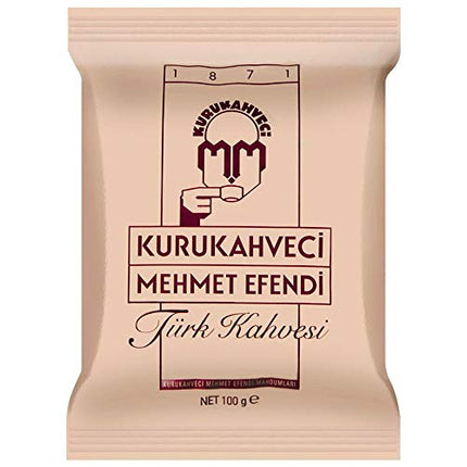 KURUKAHVECI MEHMET EFENDI Turkish Coffee, Arabica Beans, Roasted Ground, Rich Aroma, Fresh, Medium to Heavy-bodied, Original Taste Since 1871 (3.52 OZ / 100 Gr)