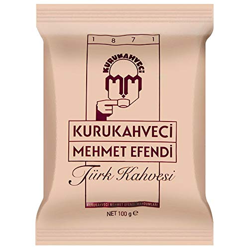 KURUKAHVECI MEHMET EFENDI Turkish Coffee, Arabica Beans, Roasted Ground, Rich Aroma, Fresh, Medium to Heavy-bodied, Original Taste Since 1871 (3.52 OZ / 100 Gr)