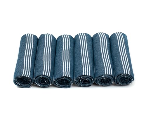 HAVLULAND Turkish Beach Towels Oversized -100% Turkish Cotton Super Soft Lightweight - Absorbent and Quick Drying Bath Towel - Sand Free Beach Towel - Turkish Towels for Adults (Teal, 6 Pack)