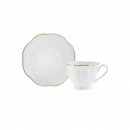 KARACA Çan Turkish Coffee Cup Set for 6 People - 12 Piece Cups with Saucers - Small Porcelain Espresso Set - Ideal for Serving Greek, Arabic Coffee (3 fl oz)