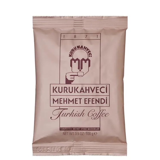 KURUKAHVECI MEHMET EFENDI Turkish Coffee, Arabica Beans, Roasted Ground, Rich Aroma, Fresh, Medium to Heavy-bodied, Original Taste Since 1871 (3.52 OZ / 100 Gr)