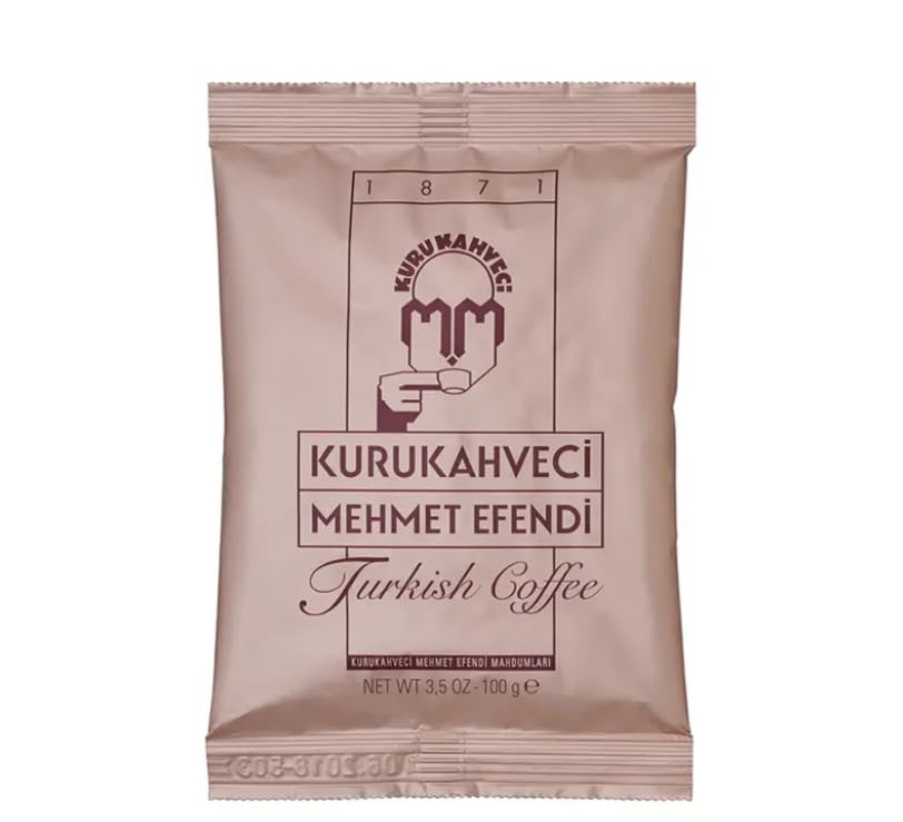 KURUKAHVECI MEHMET EFENDI Turkish Coffee, Arabica Beans, Roasted Ground,Rich Aroma, Fresh, Medium to Heavy-bodied, Original Taste Since 1871 (3.52 OZ / 100 Gr)