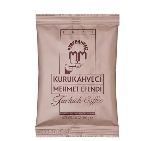 KURUKAHVECI MEHMET EFENDI Turkish Coffee, Arabica Beans, Roasted Ground,Rich Aroma, Fresh, Medium to Heavy-bodied, Original Taste Since 1871 (3.52 OZ / 100 Gr)
