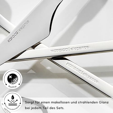Karaca Boreas 84-Piece Kitchen Silverware Sets, Stainless Steel Cutlery Set for 12 People, Durable, Elegant, Dishwasher Safe, Includes Table &amp; Dessert Spoons, Forks &amp; Knives