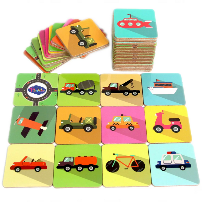 Playwood Wooden Memory Cards Vehicles