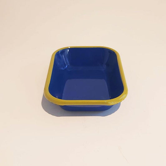 Enamel Appetizer Plate Cobalt Light Green 17 x 12 cm