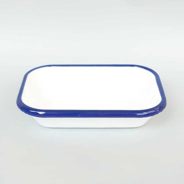 Enamel Appetizer Plate Navy Blue Band 16 cm