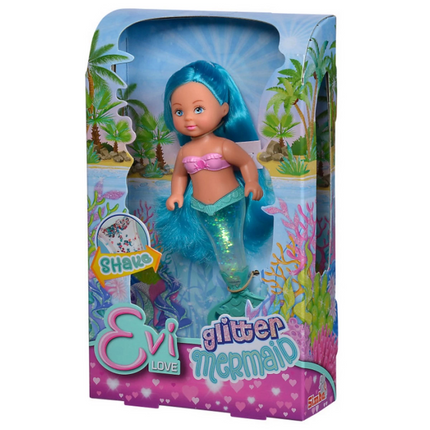 Evi Love Sparkly Mermaid Doll with a Tail Fin that Glows When Shaked SMB-105733482