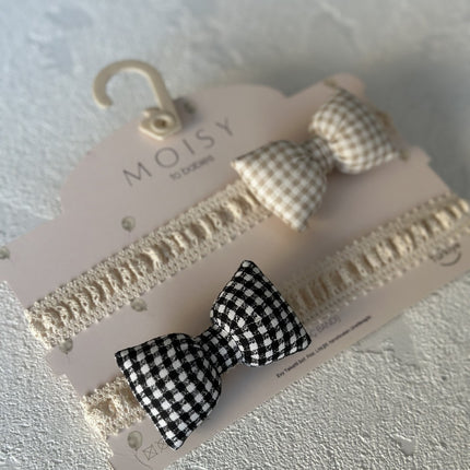 Gingham 2-Pack Baby Hair Bands (BROWN - BLACK)