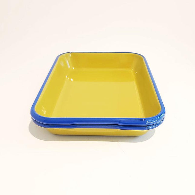 Enamel 2-Piece Appetizer Plate F. Green Cobalt 27 x 19 cm