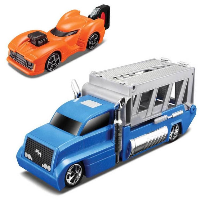 Maisto Burnin Key Car and Transporter Truck