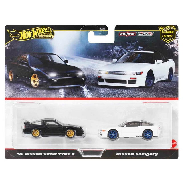 :64 Hot Wheels Premium Car Culture 2-pack 96 Nissan 180sx Type X And ​​Nissan Sileighty