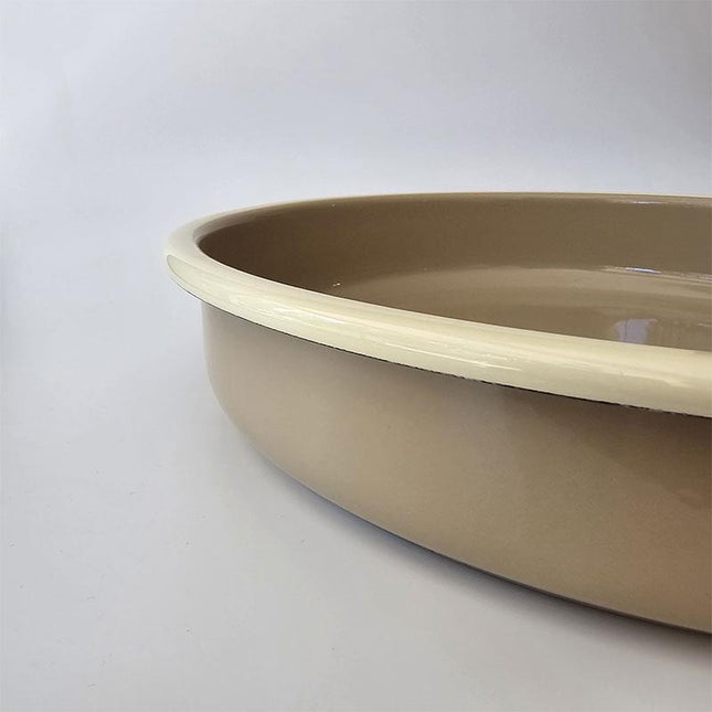 Enamel Round Baking Tray Beige