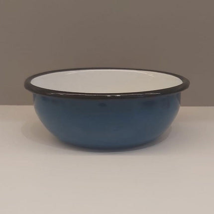 Enamel 14 cm Bowl Petrol Green-White/Black Cord