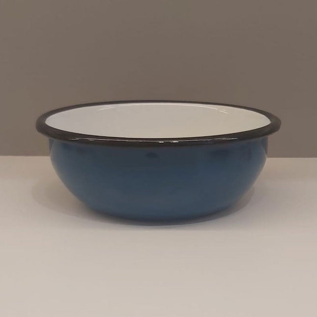 Enamel 14 cm Bowl Petrol Green-White/Black Cord