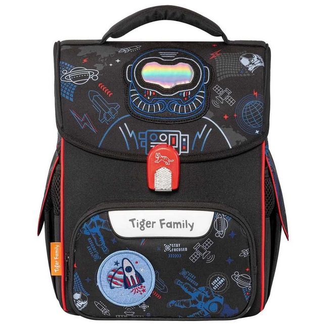 Space Patterned Black School Bag
