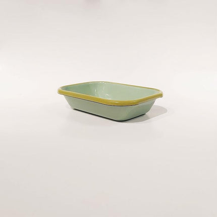 Enamel Appetizer Plate Nile Green Cord Purple Green 17 x 12 cm