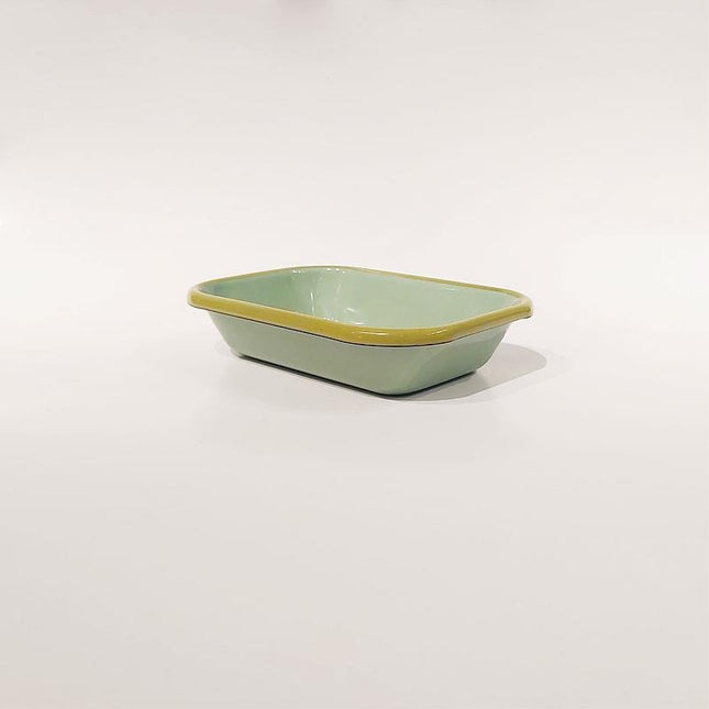 Enamel Appetizer Plate Nile Green Cord Purple Green 17 x 12 cm