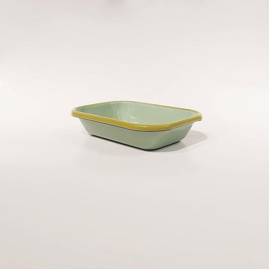 Enamel Appetizer Plate Nile Green Cord Purple Green 17 x 12 cm