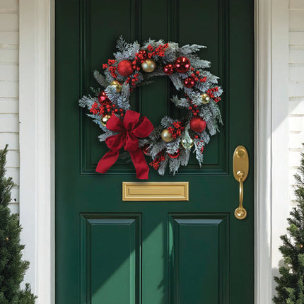 24" Holiday Splendor Red And Gold Aspen Wreath