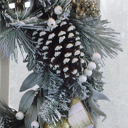 24" Silver &amp; Gold Frosted Fir Wreath