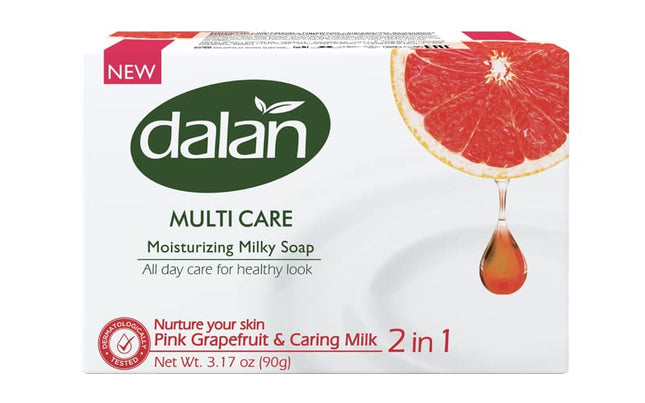 Dalan Multi Care Moisturizing Soap 2 in 1 (Pink Grapefruit & Caring Milk, 6 Pack)
