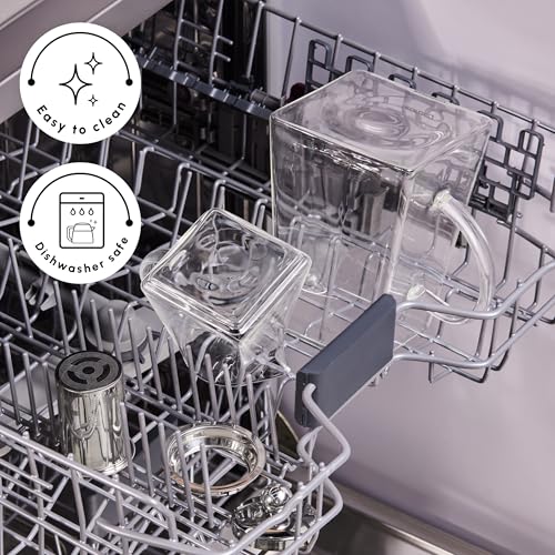 Karaca Giza Borosilicate Glass Teapot with Infuser and Lid for Stovetop, Transparent, 0.45.L Tea Pot &amp; 1.5L Tea Kettle Set for Loose Leaf &amp; Herbal, Dishwasher Safe