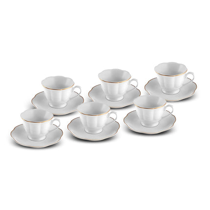 KARACA Çan Turkish Coffee Cup Set for 6 People - 12 Piece Cups with Saucers - Small Porcelain Espresso Set - Ideal for Serving Greek, Arabic Coffee (3 fl oz)