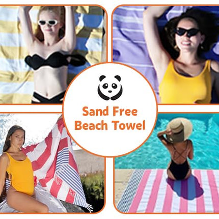 HAVLULAND |Pack of 2| Turkish Beach Towels Oversized 39x71, 100% Turkish Cotton Sand Free Quick Dry Absorbent Towel Travel Blanket for Adults Beach Gift Beach Essentials - Purple