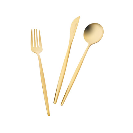 Karaca Orion Gold 30-Piece Cutlery Set, Knives, Forks, Spoons, Cake Forks, Stainless Steel, Cutlery, Table Cutlery Set, Healthy and Hygienic, Modern Design