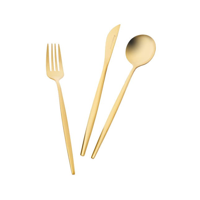 Karaca Orion Gold 30-Piece Cutlery Set, Knives, Forks, Spoons, Cake Forks, Stainless Steel, Cutlery, Table Cutlery Set, Healthy and Hygienic, Modern Design