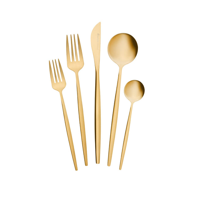 Karaca Orion Gold 30-Piece Cutlery Set, Knives, Forks, Spoons, Cake Forks, Stainless Steel, Cutlery, Table Cutlery Set, Healthy and Hygienic, Modern Design