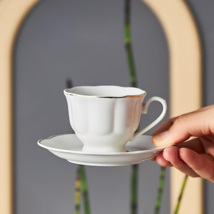 KARACA Çan Turkish Coffee Cup Set for 6 People - 12 Piece Cups with Saucers - Small Porcelain Espresso Set - Ideal for Serving Greek, Arabic Coffee (3 fl oz)