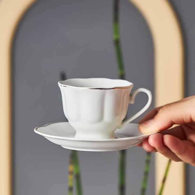 KARACA Çan Turkish Coffee Cup Set for 6 People - 12 Piece Cups with Saucers - Small Porcelain Espresso Set - Ideal for Serving Greek, Arabic Coffee (3 fl oz)