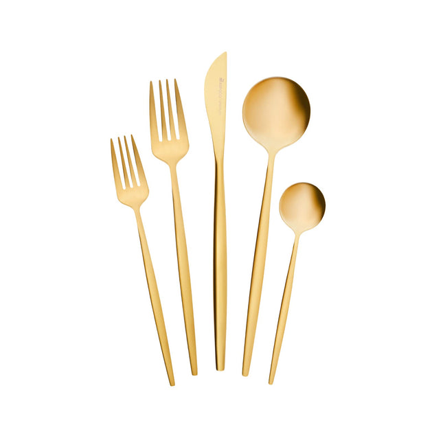 Karaca Orion Gold 30-Piece Cutlery Set, Knives, Forks, Spoons, Cake Forks, Stainless Steel, Cutlery, Table Cutlery Set, Healthy and Hygienic, Modern Design