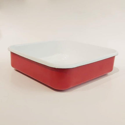 Enamel Square Baking Tray Red
