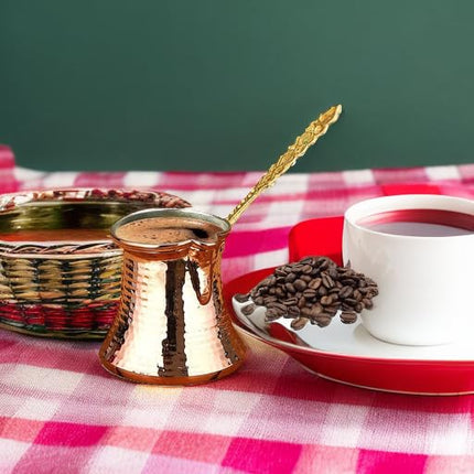 Hakan Turkish Coffee Pot | Stove Top Water Boiler, Coffee Maker, Butter, Chocolate &amp; Milk Warmer | Even and Quick Heat with Handcrafted Copper Material | Coffee Gifts Idea, 8.3 Oz (245 cc)