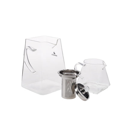 Karaca Giza Borosilicate Glass Teapot with Infuser and Lid for Stovetop, Transparent, 0.45.L Tea Pot &amp; 1.5L Tea Kettle Set for Loose Leaf &amp; Herbal, Dishwasher Safe