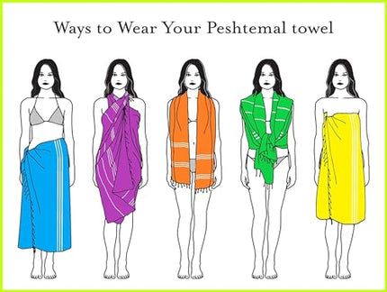 HAVLULAND 4-Pack Turkish Beach Towels – Oversized, Quick-Dry &amp; Sand-Free | Lightweight, Absorbent Bath Towels for Travel, Pool, Vacation &amp; Beach | 40” x 72” Bulk Set – Blue