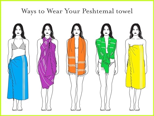 HAVLULAND 4-Pack Turkish Beach Towels – Oversized, Quick-Dry &amp; Sand-Free | Lightweight, Absorbent Bath Towels for Travel, Pool, Vacation &amp; Beach | 40” x 72” Bulk Set – Blue