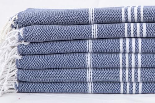 HAVLULAND 4-Pack Turkish Beach Towels – Oversized, Quick-Dry & Sand-Free | Lightweight, Absorbent Bath Towels for Travel, Pool, Vacation & Beach | 40” x 72” Bulk Set – Navy