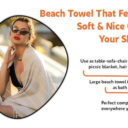 HAVLULAND 4-Pack Turkish Beach Towels – Oversized, Quick-Dry &amp; Sand-Free | Lightweight, Absorbent Bath Towels for Travel, Pool, Vacation &amp; Beach | 40” x 72” Bulk Set – Blue