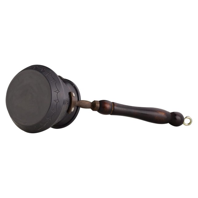 BCS 12 Oz Copper Turkish Greek Arabic Coffee Pot with Wooden Handle (4 servings) Cezve Ibrik Briki Stovetop Coffee Maker (Includes Wooden Spoon)